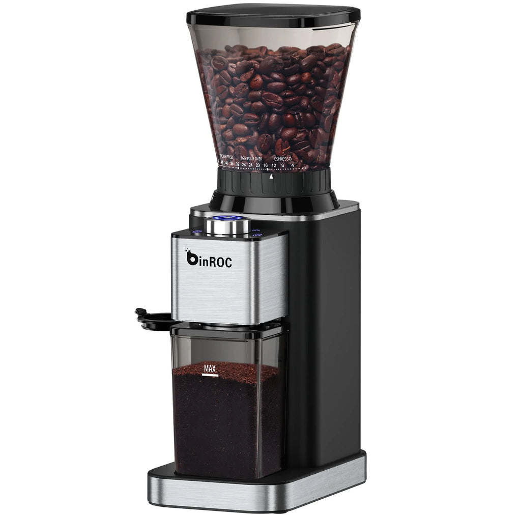 DUTRIEUX Auto Conical Burr Coffee Grinder – 250g LED Display Burr Coffee Grinder P3 Black