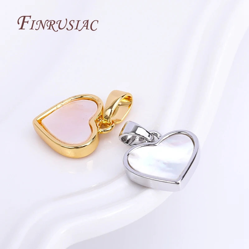 18K Gold Plated Heart Pendant Charms | Natural Shell DIY Jewelry Jewelry Pendant Charm P3