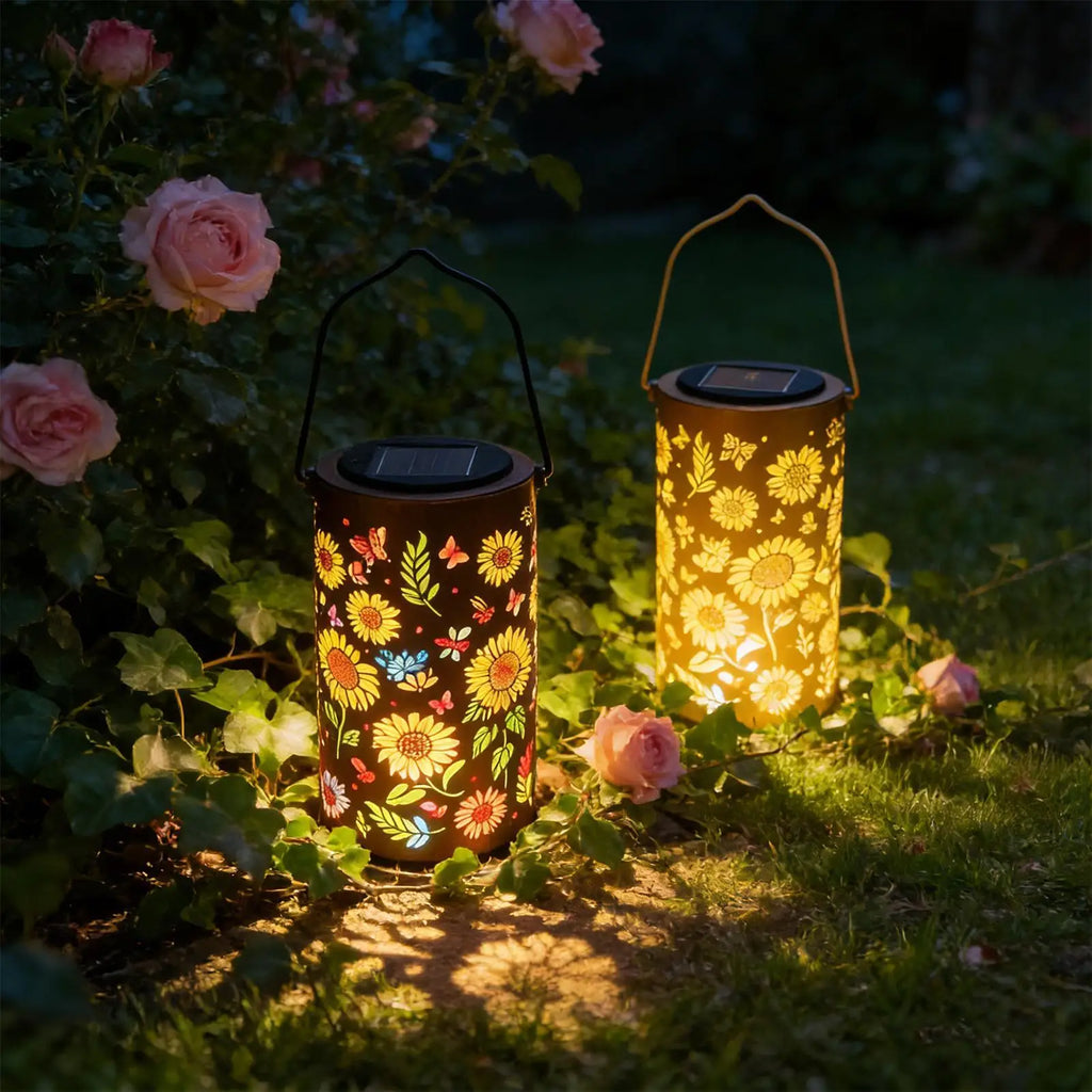 Hanging Solar Lantern – Vintage Metal Outdoor LED Garden Light