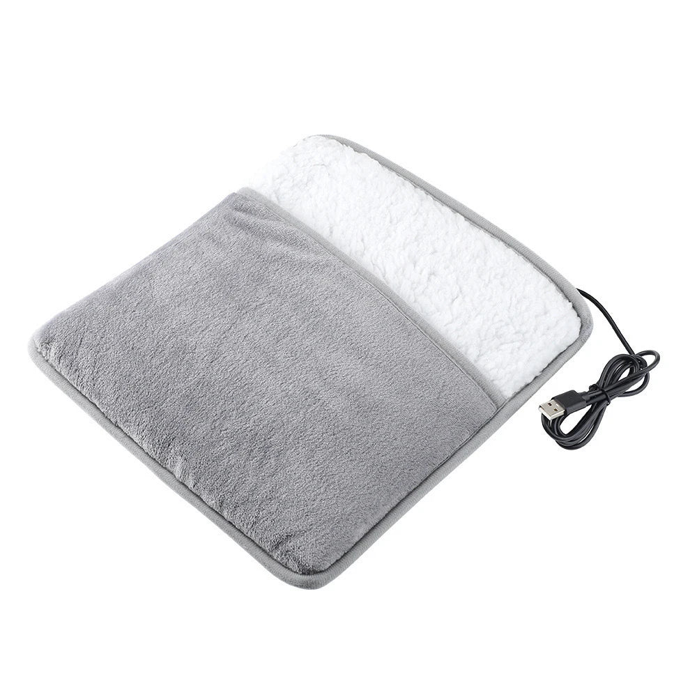 Raugee USB Electric Foot Warmer – Plush Washable Heating Pad Electric Foot Warmer P3 Light Grey