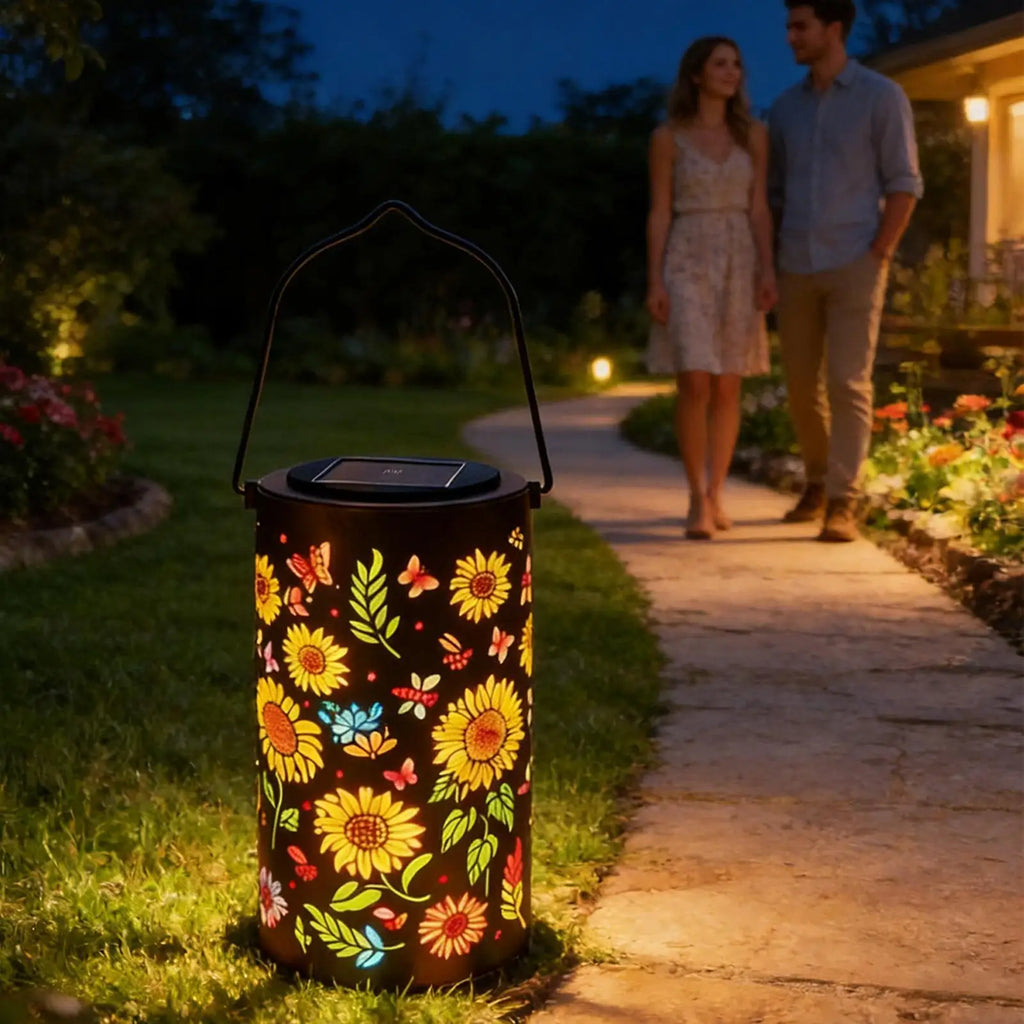 Hanging Solar Lantern – Vintage Metal Outdoor LED Garden Light