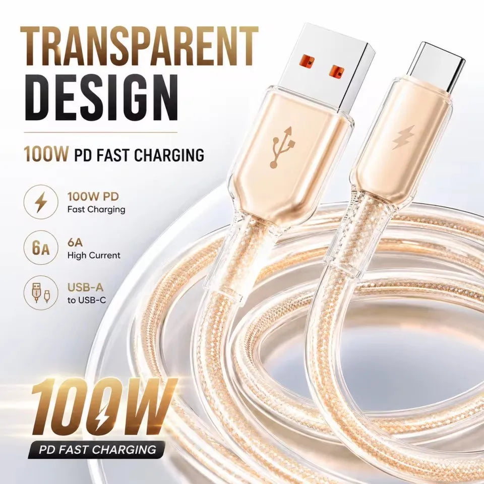 6A 100W Braided USB-A to USB-C Fast Charging Cable 480Mbps USB Charging Cable P3