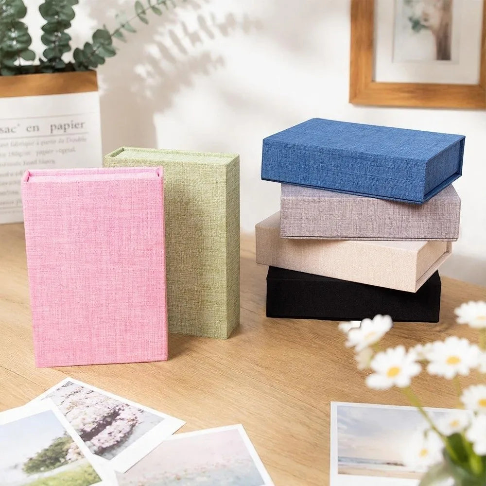 Linen Fabric Photo Storage Box – Flip Lid & Magnetic Close Fabric Storage Box P3
