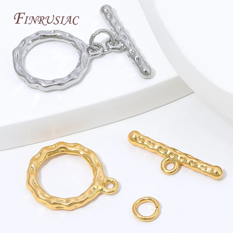 18K Gold Plated Hammered OT Toggle Clasp – Bracelet & Necklace Jewelry Clasp Finding P3