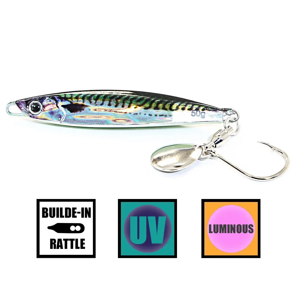 B&U 3D Metal Jig Spoon Lure 30g 40g 50g – Pike Trout Fishing Metal Jig Lure P3 mackerel 1pc-30g-6.3cm