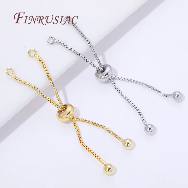 18K Gold Plated Box Chain Bracelet Extender – Slider Beads Bracelet Extender Chain P3