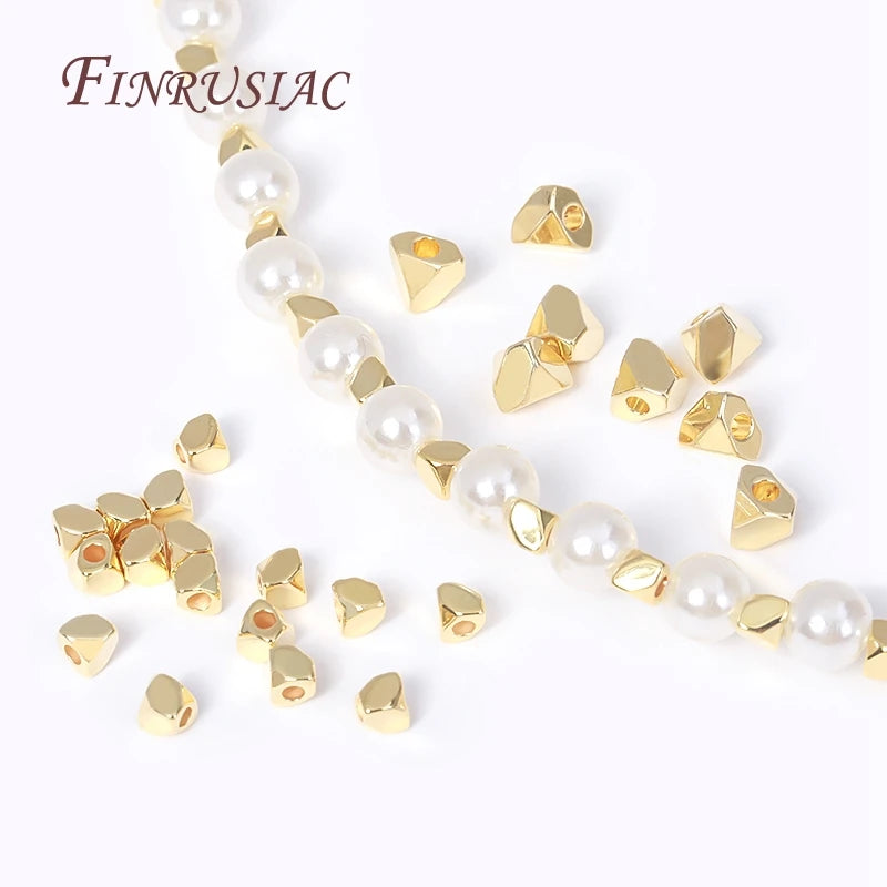 18K Gold Plated Rhombus Spacer Beads 3mm 4mm | Brass DIY Jewelry Spacer Beads P3