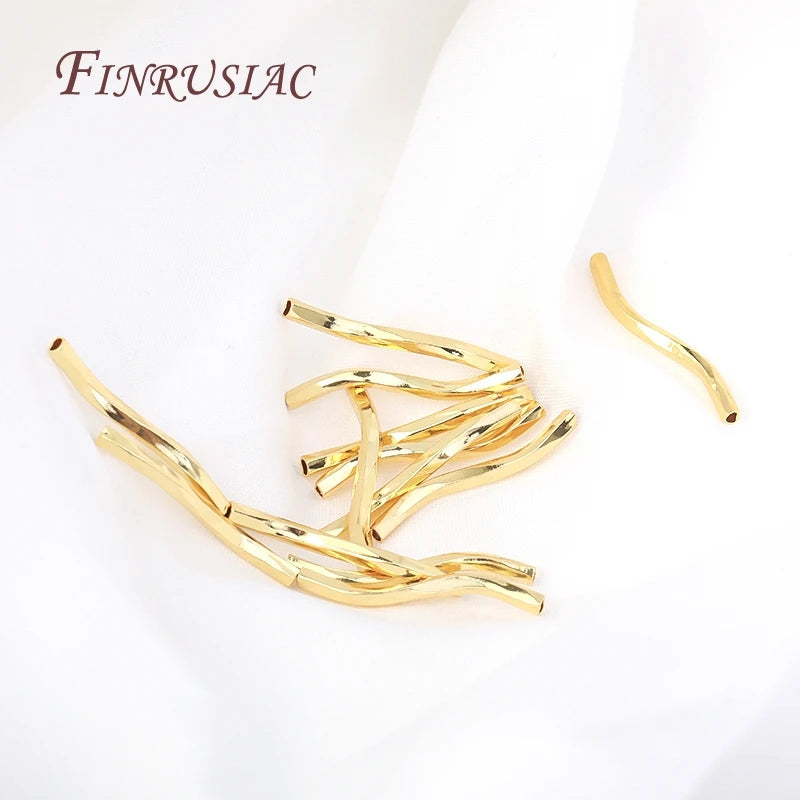 18K Gold Plated Wavy Tube Spacer Beads 1.8x20mm – DIY Jewelry Jewelry Spacer Beads P3