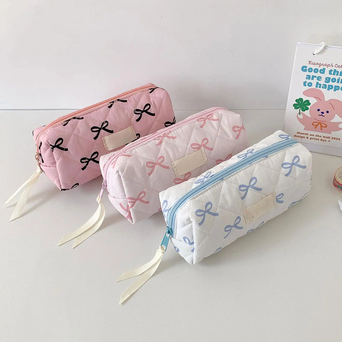 Bow-Knot Pencil Pouch – Large Capacity Girls Stationery Bag