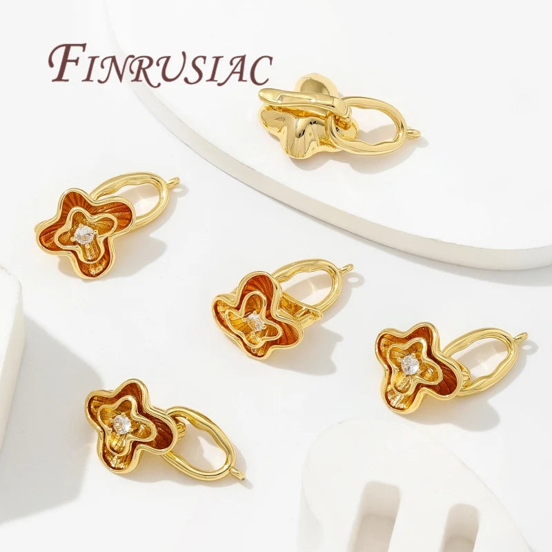 18K Gold Plated Flower Clasp Locks for Bracelets & DIY Jewelry Jewelry Clasp Findings P3