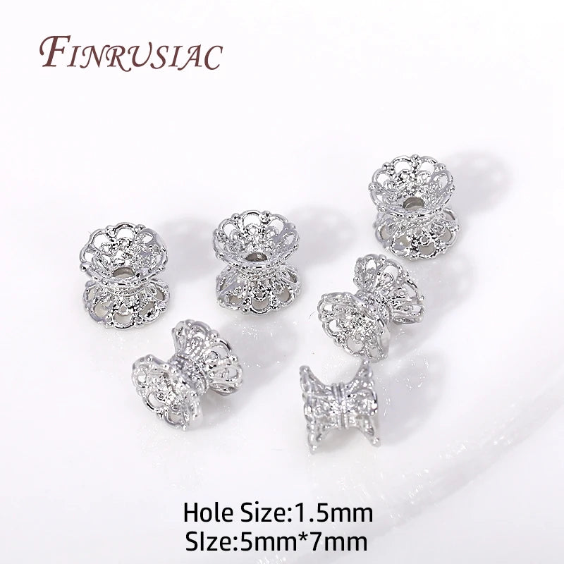 18K Gold Plated Lace Spacer Bead Caps 5x7mm – DIY Jewelry Jewelry Bead Caps P3 Rhodium Plated 15 pcs