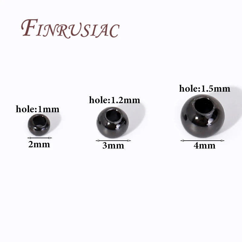18K Black Gold Round Seamless Spacer Beads 2mm 3mm 4mm – DIY Jewelry Spacer Beads P3 Black Plated 2mm-100pcs