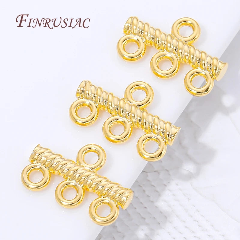 18K Gold Plated 3-Hole Multi Strand Twisted Clasp Connector Jewelry Clasp Connector P3