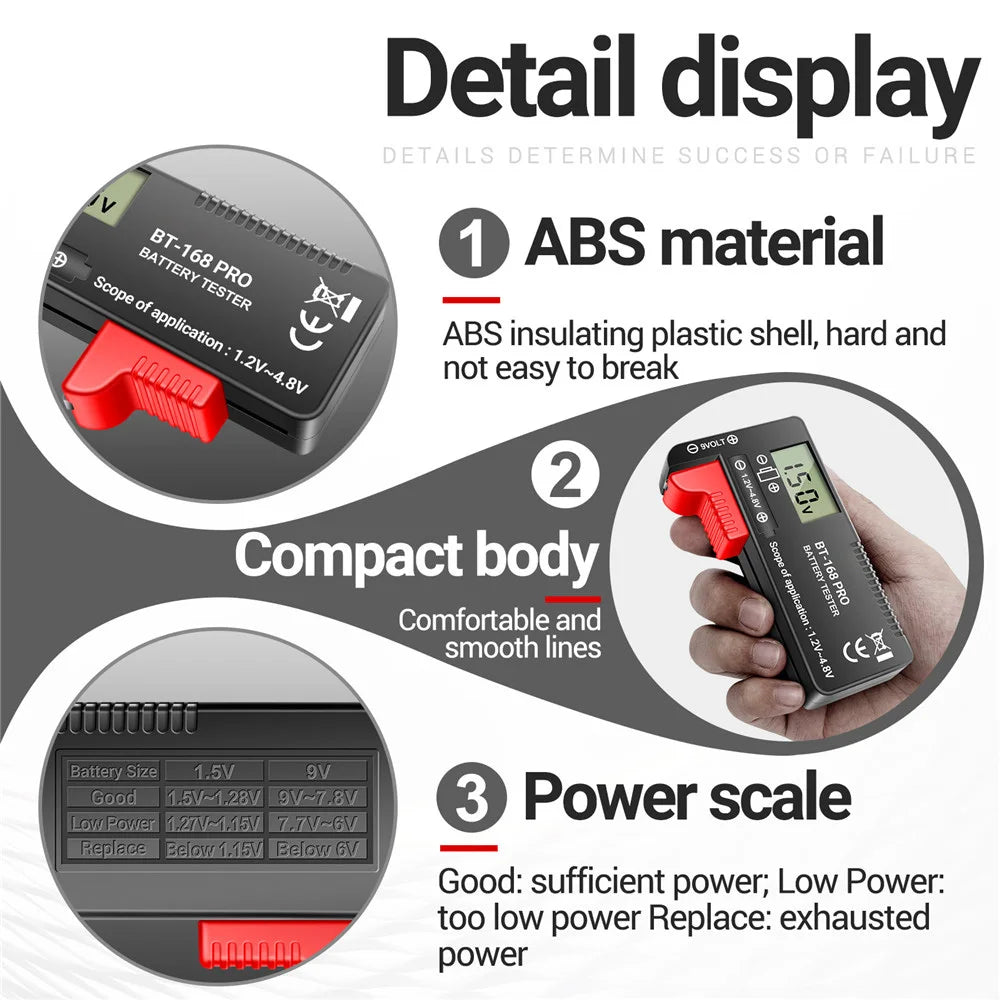 Gaqqee BT-168 PRO Digital Battery Tester – AA AAA C D Battery Tester P3