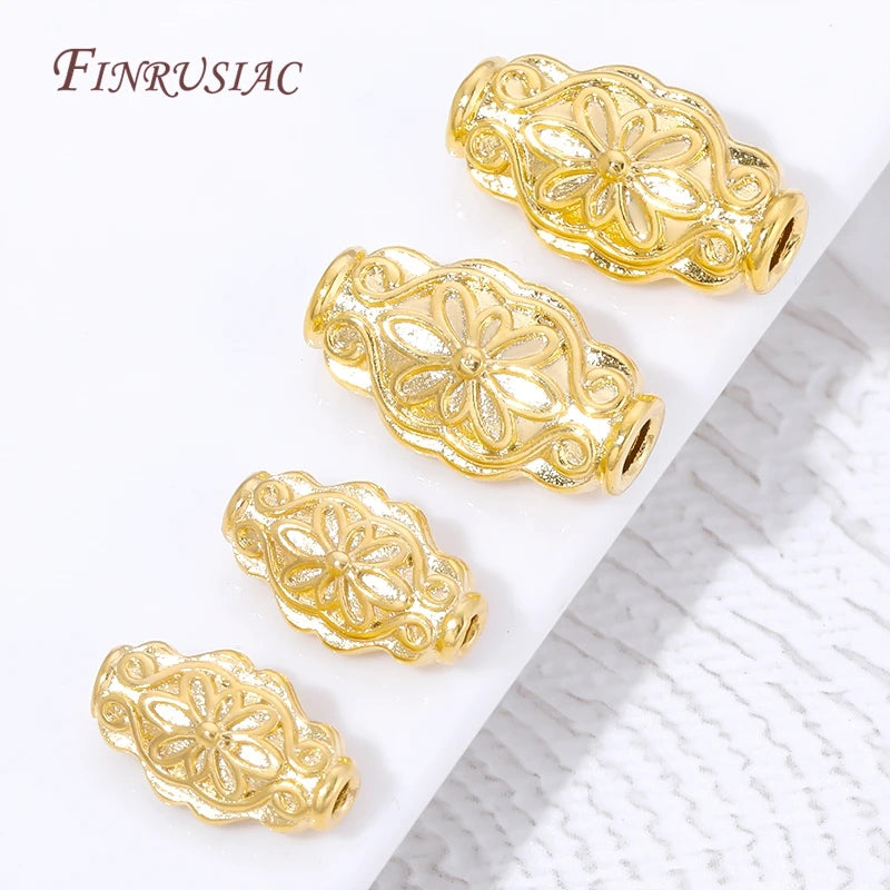 18K Gold Plated Filigree Flower Barrel Spacer Beads | DIY Jewelry Jewelry Spacer Beads P3