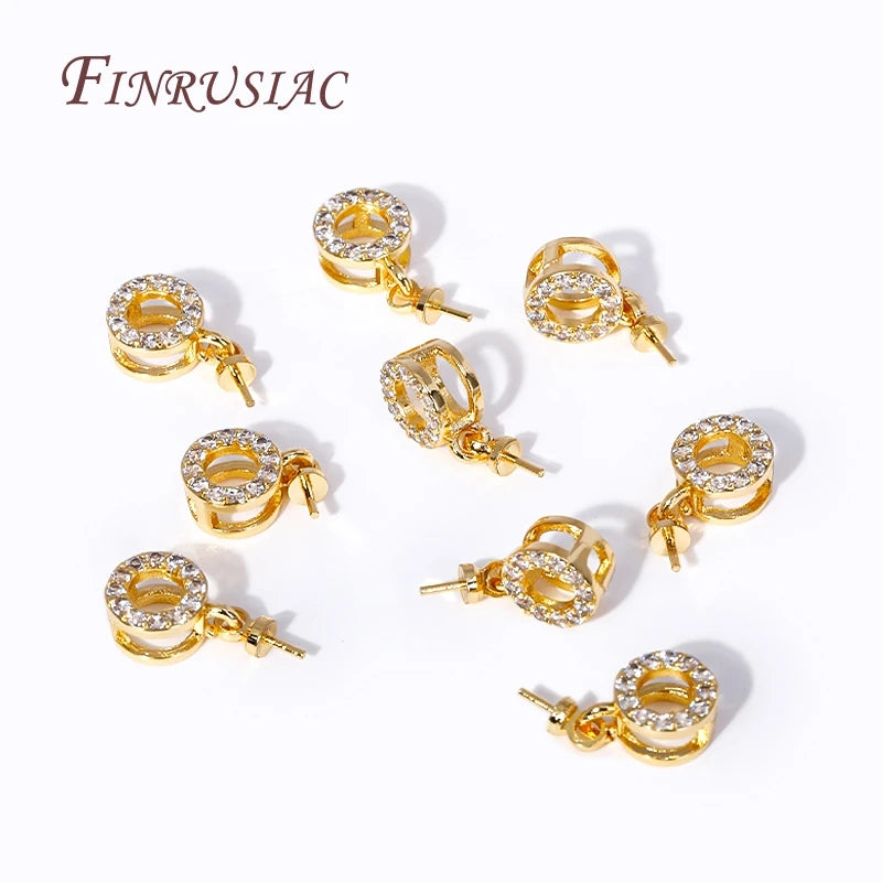 18K Gold Plated Zircon Pearl Pendant Bails – DIY Findings Jewelry Findings P3