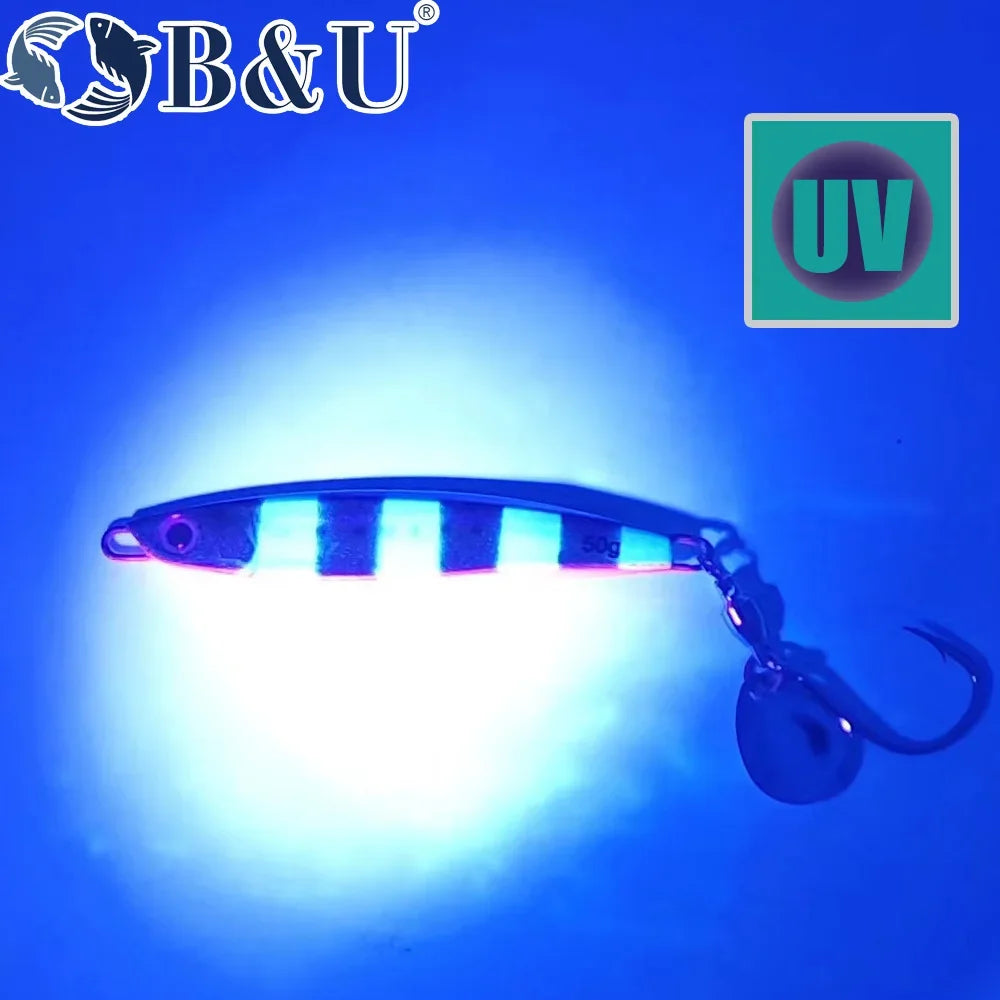 B&U 3D Metal Jig Spoon Lure 30g 40g 50g – Pike Trout Fishing Metal Jig Lure P3