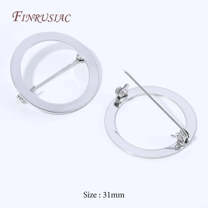 18K Gold Plated Round Brooch Pin Base – DIY Jewelry Finding Brooch Pin Finding P3 Rhodium Plated 4 pieces