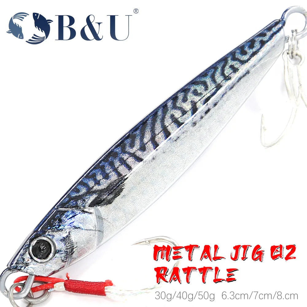 B&U Rattle Metal Jig 40g 60g 80g – Saltwater Fishing Lure Metal Fishing Jig P3