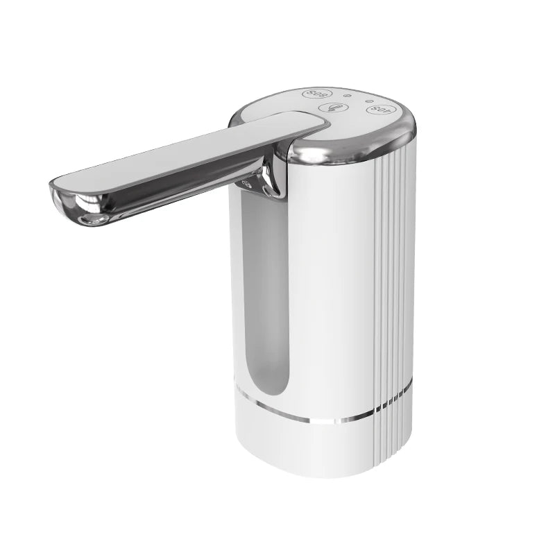 NOCCLILI Foldable USB Water Bottle Pump Dispenser | 800mAh Water Bottle Pump P3 White USB Type-C