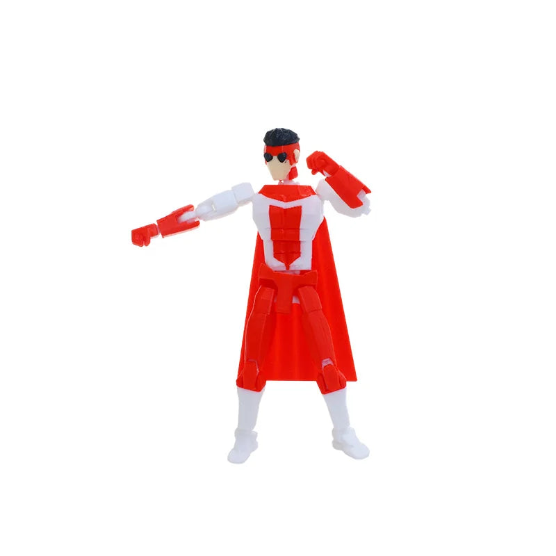 3D Printed Invincible Mark Jointed Figure – Light Blue Stripe Collectible Action Figure P3