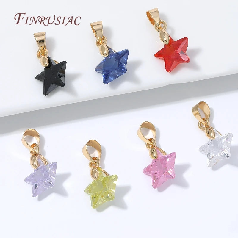 18K Gold Plated Crystal Star Pendant Charm – DIY Jewelry Jewelry Making Charm P3