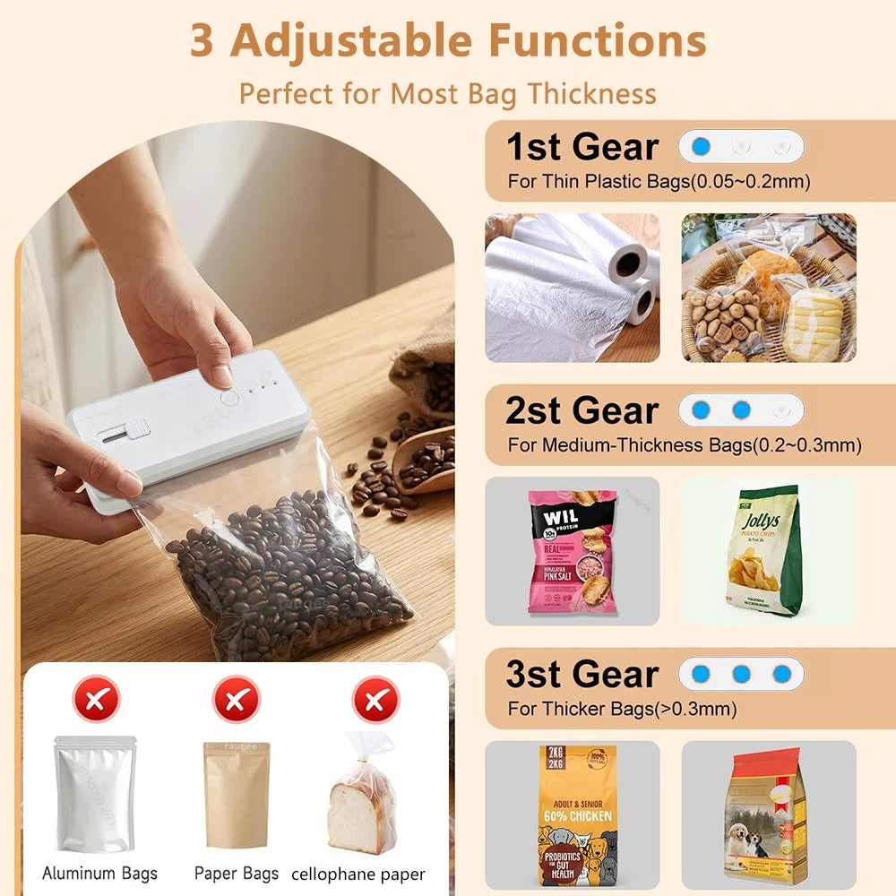 Raugee Mini Handheld Heat Bag Sealer – USB-C Rechargeable Heat Bag Sealer P3