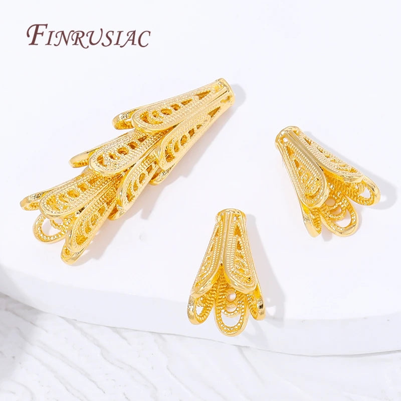 18K Gold Plated Filigree Cone Bead Caps – DIY Jewelry Findings Jewelry Bead Caps P3