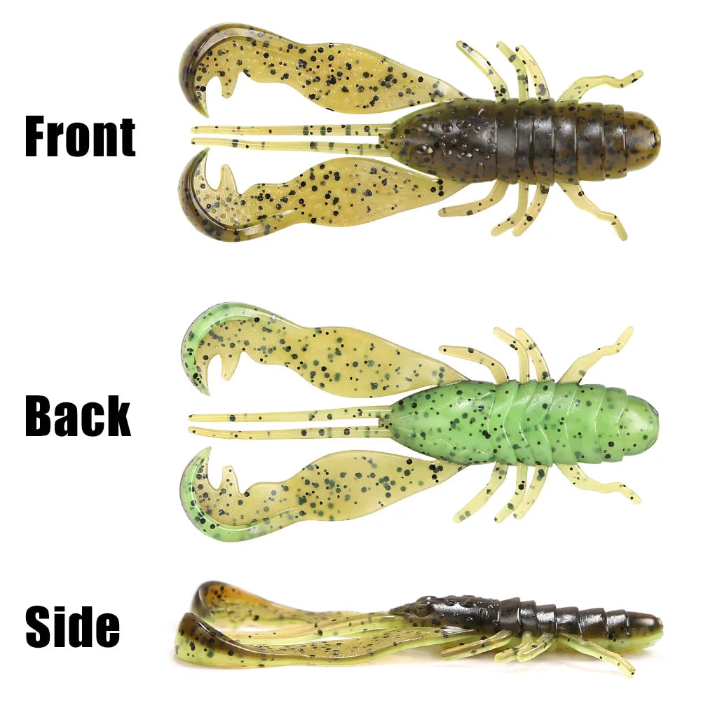 B&U Soft Craw Shrimp Lures – Amino Acid Scented Bass Bait 6pk Soft Plastic Lure P3 brown green 6pcs-7cm-3.3g