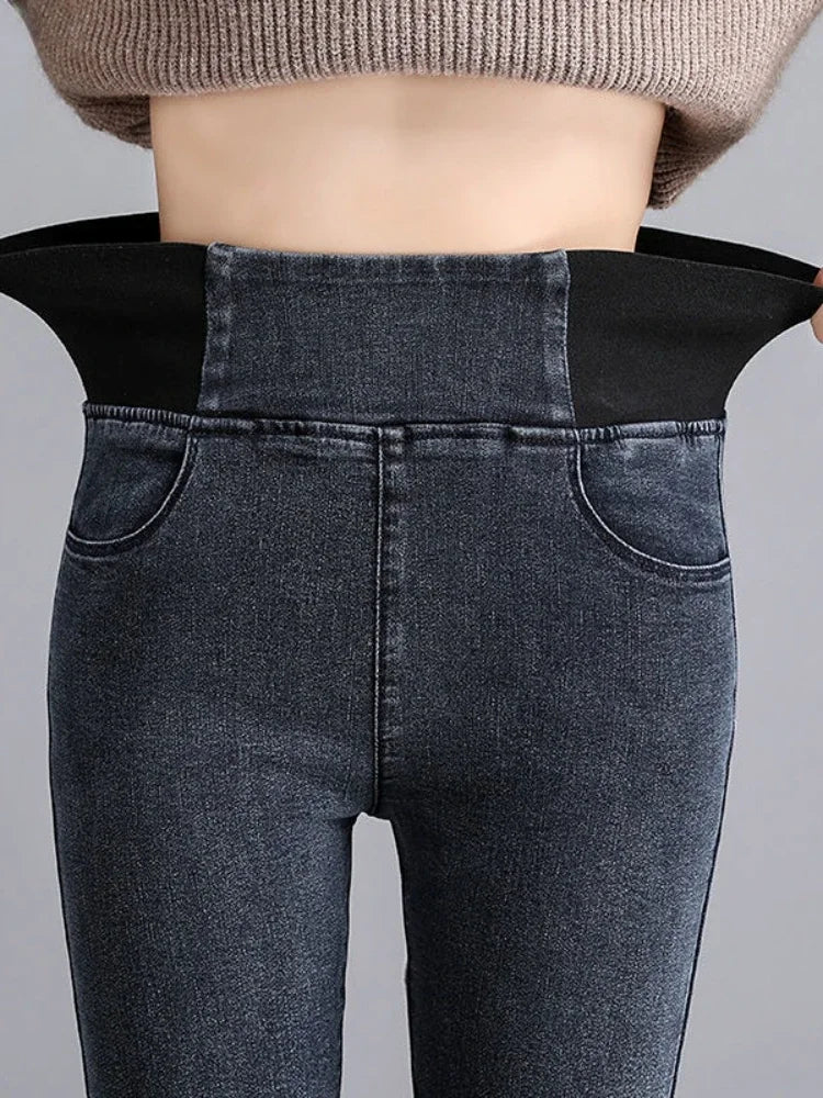PTKPCC Women's High-Waist Elastic Skinny Jeans | Stretch Denim Skinny Denim Jeans P3 Dark grey XS