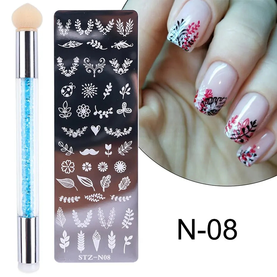 Nail Stamping Plates Set – Silicone Stamper & Stencils Nail Art Stamping Set P3