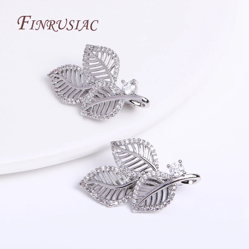 18K Gold Plated Zircon Hollow Leaf Pearl Clasps – DIY Jewelry Jewelry Clasp Findings P3