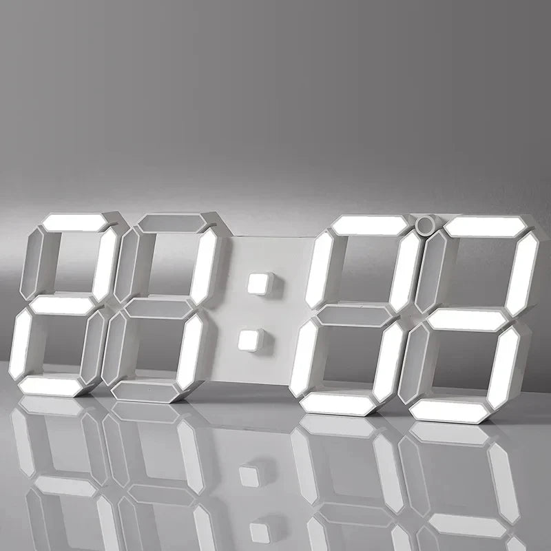 3D LED Digital Wall Clock USB Alarm Timer | NOCCLILI LED Wall Clock P3 White