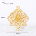 18K Gold Plated Brass Floral Filigree Rhombus Earring Links Jewelry Making Findings P3 18K Gold Plated 3 pieces