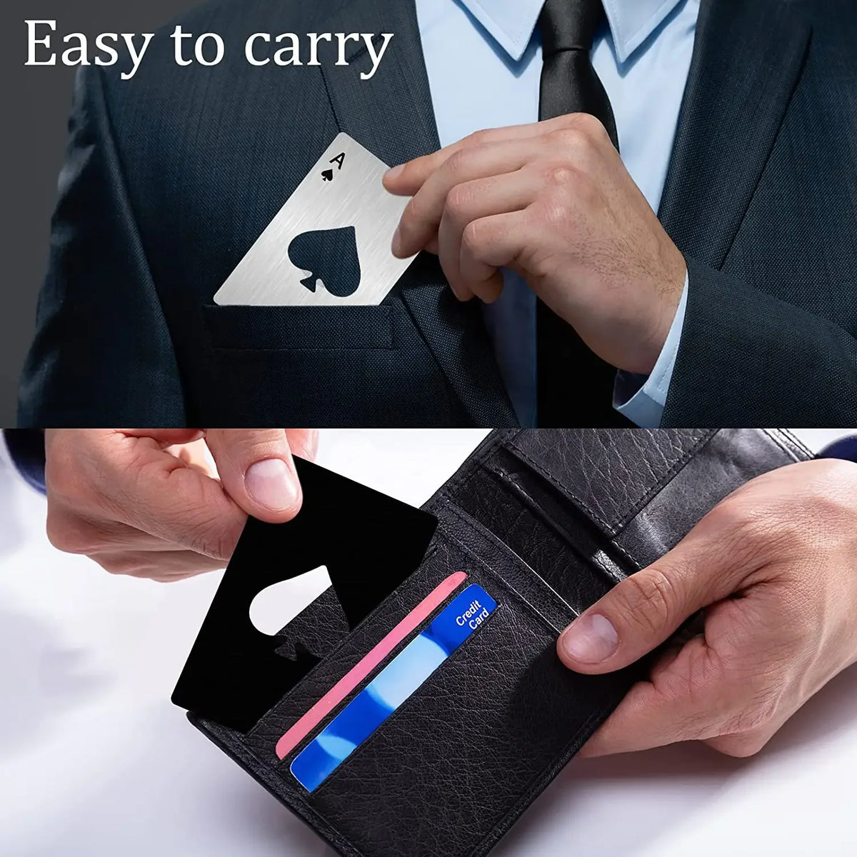 Ace Spade Bottle Opener | Stainless Steel Card-Size Bar Tool Bottle Opener P3