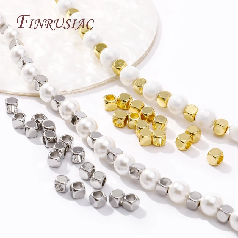 18K Gold Plated Square Spacer Beads 2–6mm | DIY Jewelry Making Jewelry Spacer Beads P3