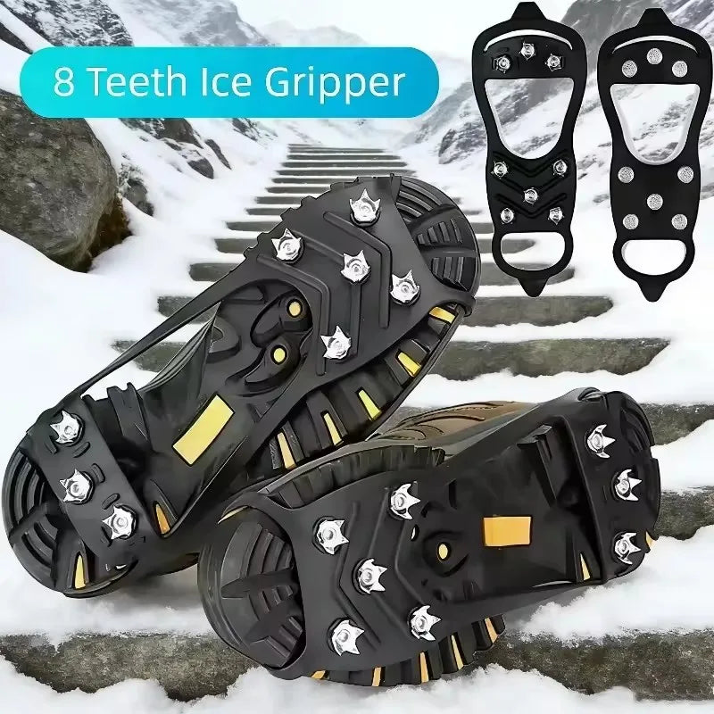 8-Spike Ice Cleats Crampons – Anti-Slip Winter Shoe Covers Ice Cleats Crampons P3 L for EU 41-48