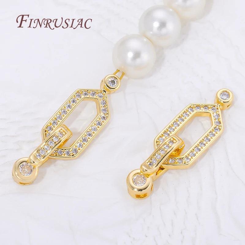 18K Gold Plated Brass & Zircon Bracelet Clasps | 1-2 Pcs Jewelry Clasps P3