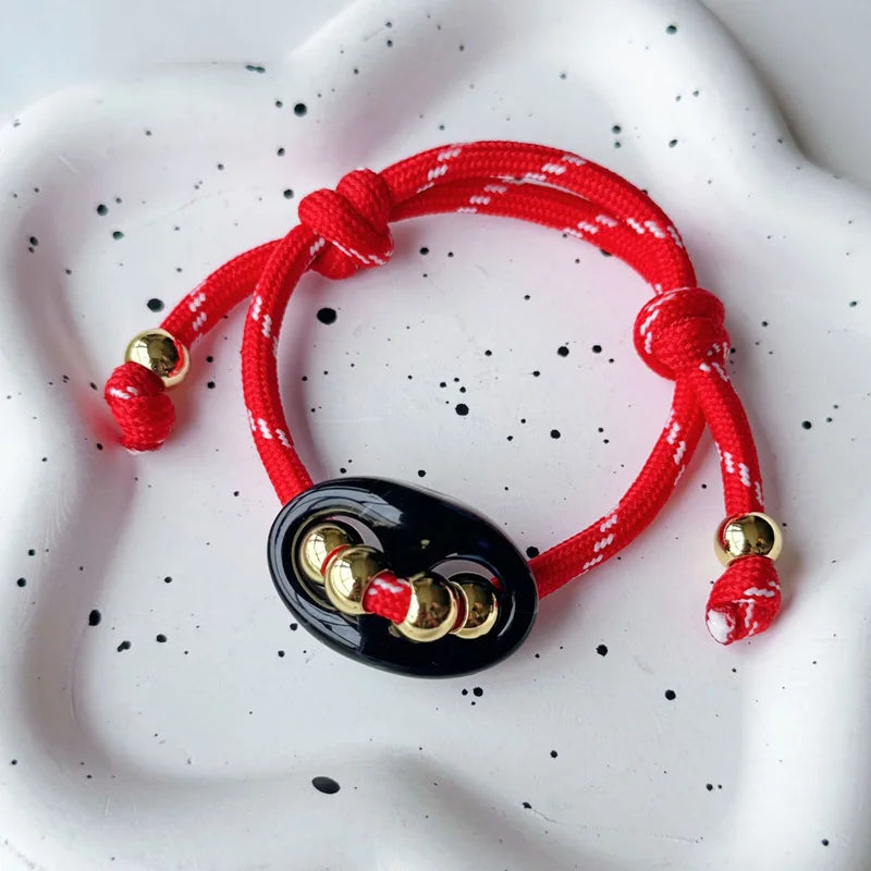 Colorful Pig Nose Beaded Woven Bracelet – Adjustable Women's Beaded Bracelet P3 Red
