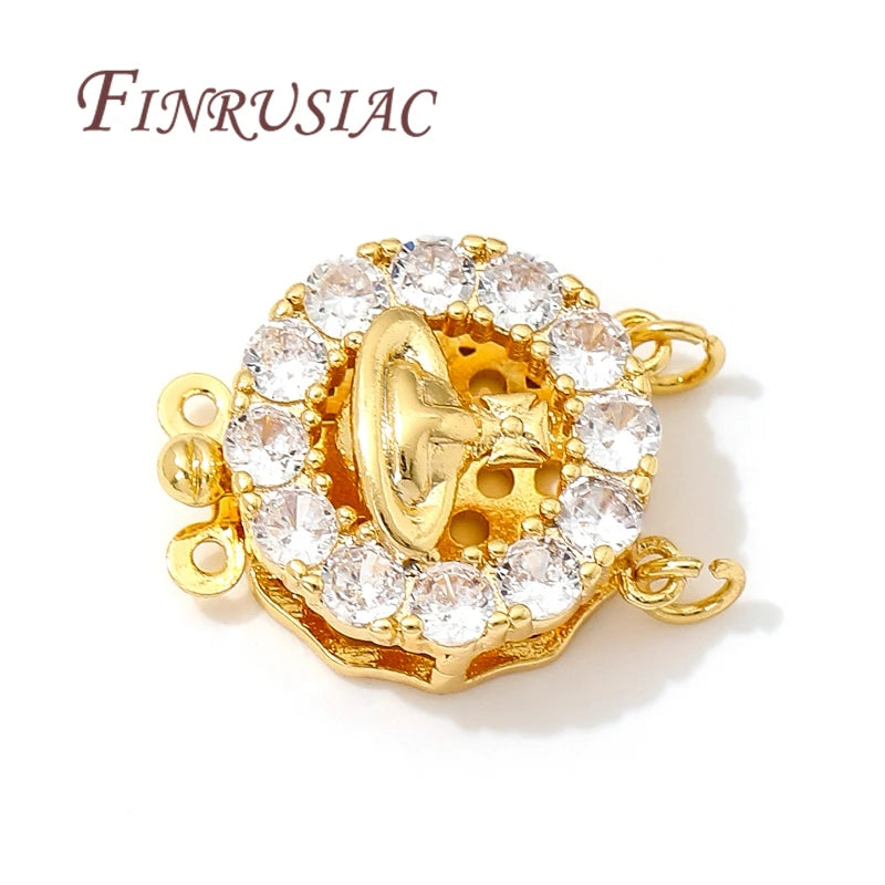 18K Gold Plated Zircon Round Clasps – DIY Bracelet Findings Jewelry Clasp Findings P3