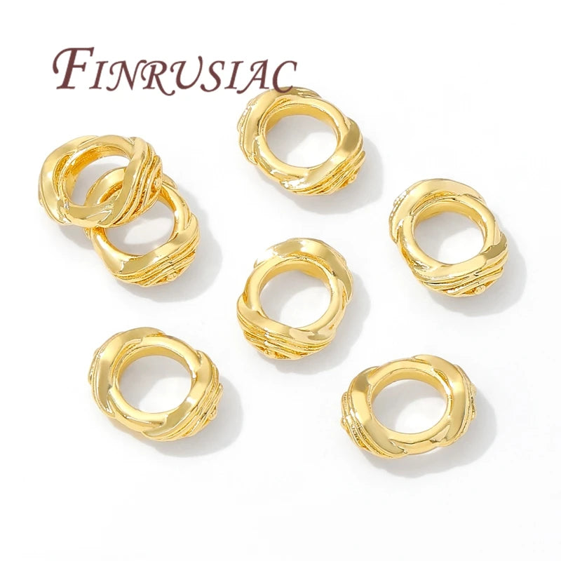 18K Gold Plated Big Hole Spacer Beads 11.5mm DIY Jewelry Gold Spacer Beads P3