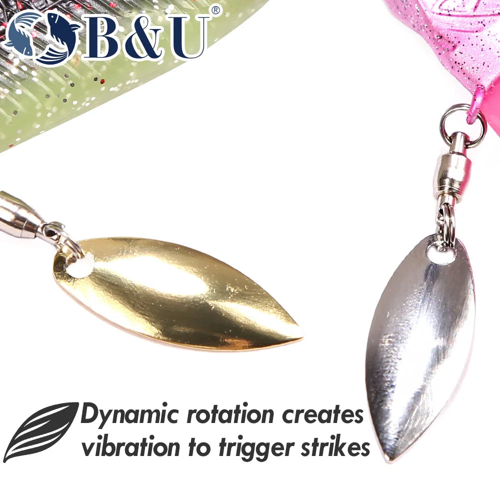B&U Soft Swimbait Jig Head Spinner Lure – Saltwater Bass Soft Fishing Lure Set P3