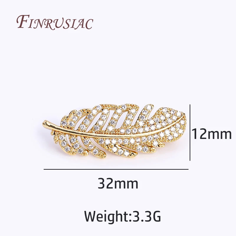 18K Gold Plated Feather Pearl Clasp – Zircon Necklace Finding Jewelry Clasp Finding P3 18 Real Gold Plated 1 Piece
