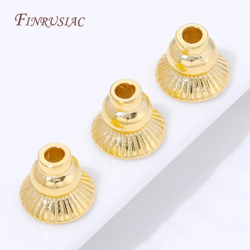 18K Gold Plated Bell Tassel End Caps | Brass Bead Findings Jewelry Bead Cap Findings P3