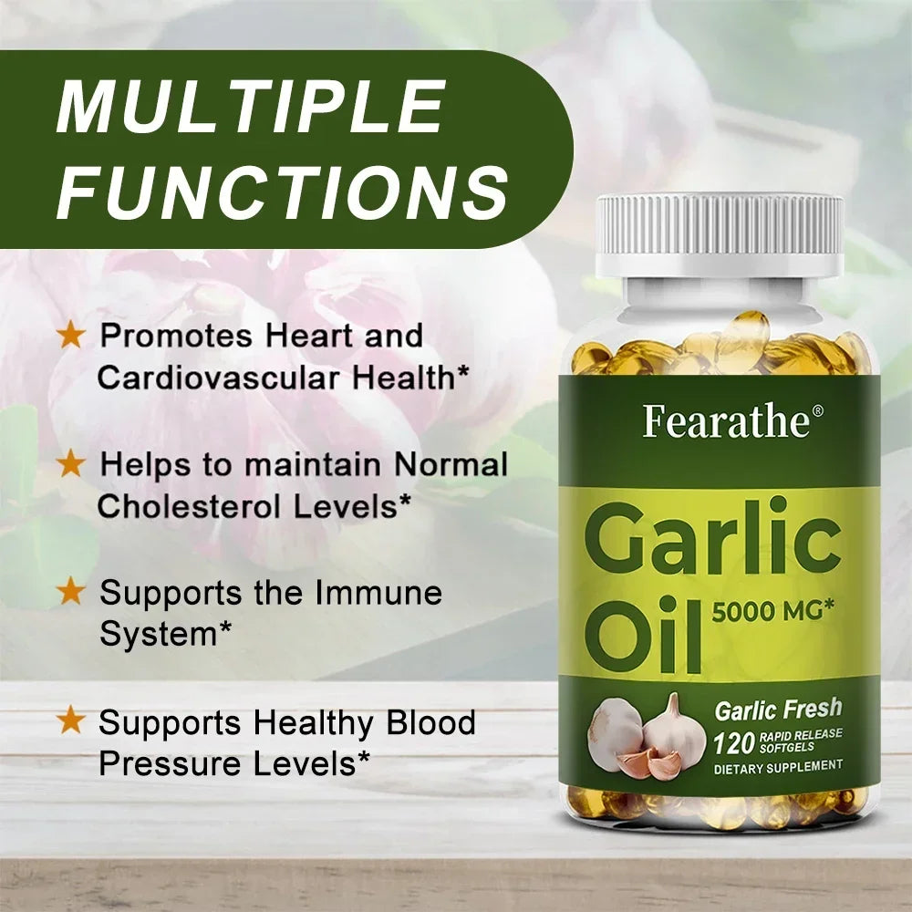 Garlic Oil Softgels 5000mg – Non-GMO Gluten-Free Supplement Herbal Supplement P3