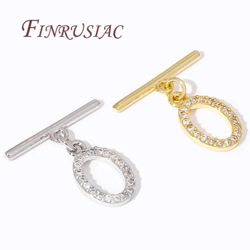 18K Gold Plated CZ Toggle Clasp | OT Ring Bar Jewelry Connector Jewelry Toggle Clasp P3