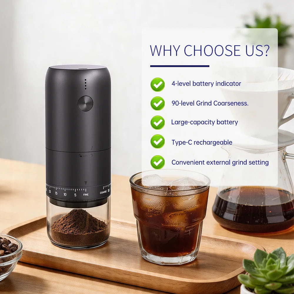 CLITON USB Rechargeable Electric Coffee Bean Grinder 40-Gear Electric Coffee Grinder P3