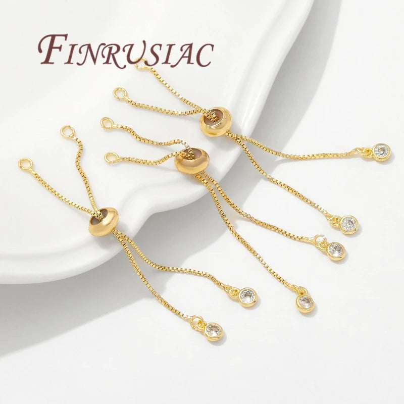 18K Gold Plated 7cm Box Chain Bracelet Extender with Silicone Bead Jewelry Extension Chain P3
