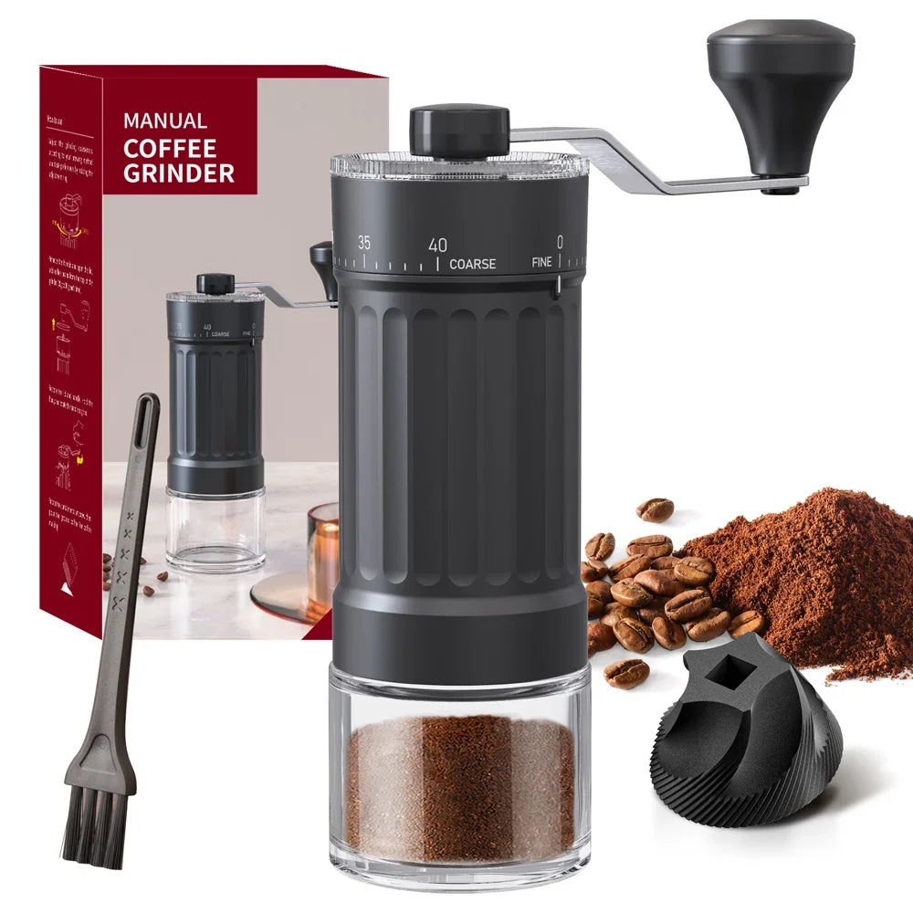 Manual Coffee Grinder – 40-Gear Ceramic Burr Mill | Black Manual Coffee Grinder P3