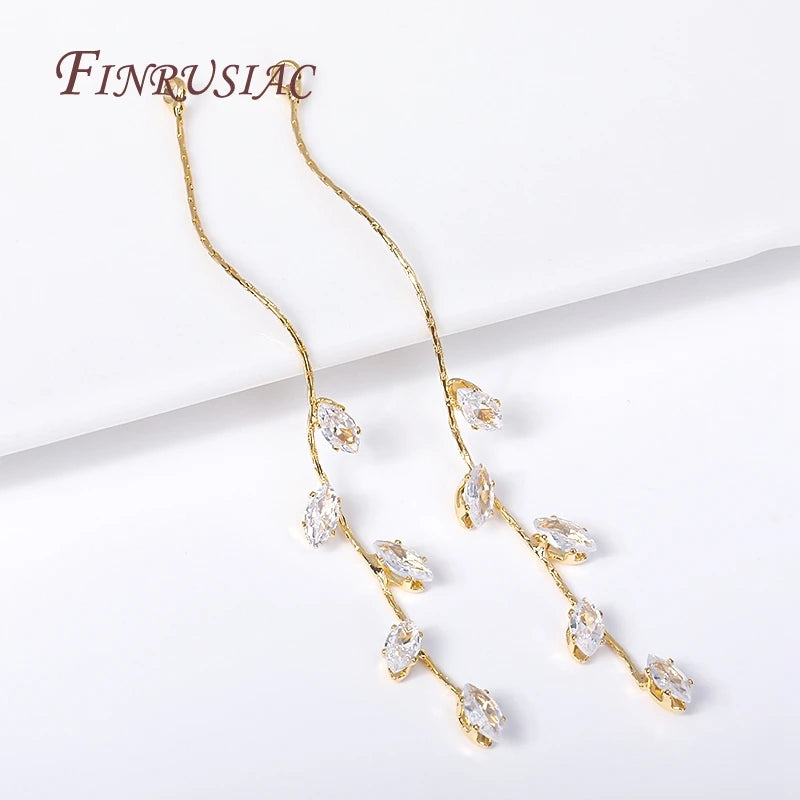 18K Gold Plated CZ Long Tassel Earring Charms | DIY Jewelry Earring Tassel Charms P3